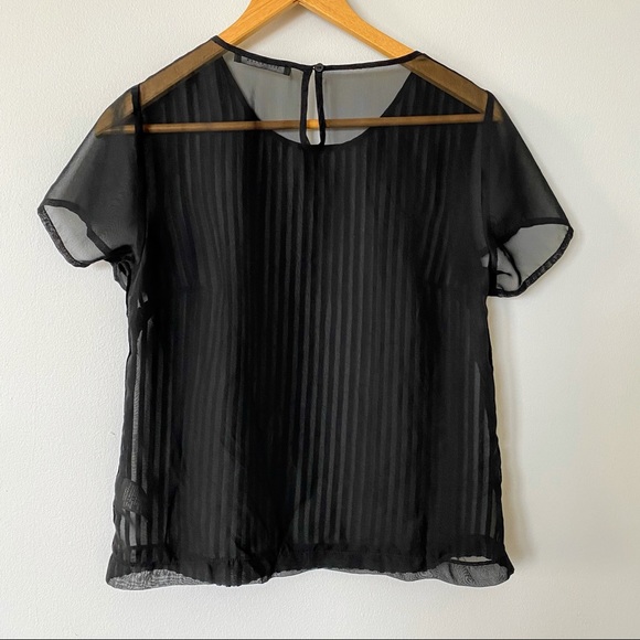 Suzy Shier Small Sheer/ Velvet Striped Blouse - Picture 5 of 5
